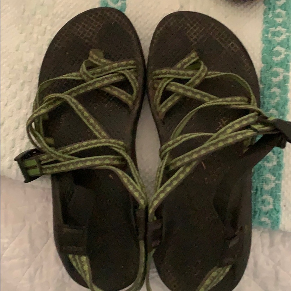 Green double strap chacos